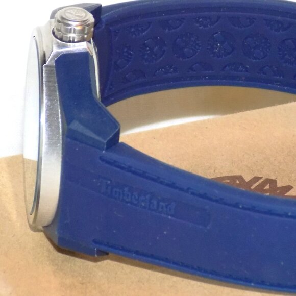 New Timberland Radler Navy Blue Watch 13328J Embossed Face & Band.  Working. - Picture 7 of 9